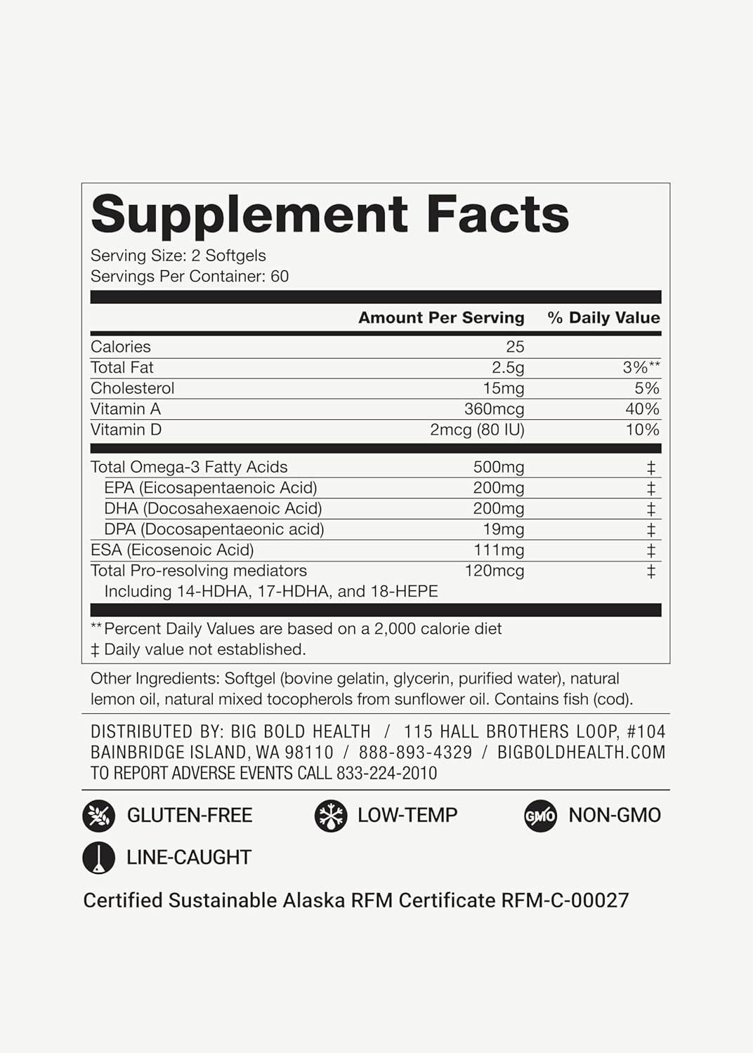 Dutch Harbor Omega 3 Fish Oil Supplement - Wild Alaskan Cod Liver Oil - 120 Softgels, Lemon Flavor - Includes Omega-3 Fatty Acids with DPA, DHA, & EPA