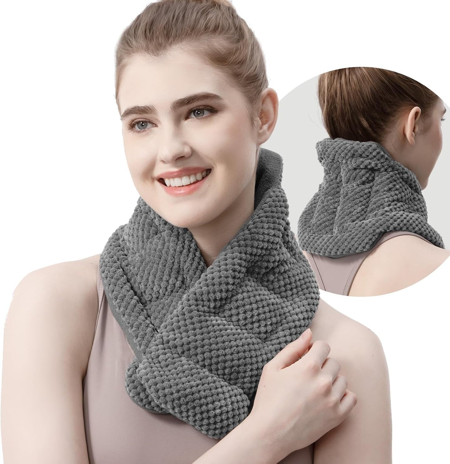 uncn Microwavable Heating Pads for Neck and Shoulders Pain Relief Microwave Heat Pack Versatile Weighted Moist Heated Neck Wrap Reusable Herbal Nature Calming Beanbag Warm Compress 29X7 in 2.4Pounds