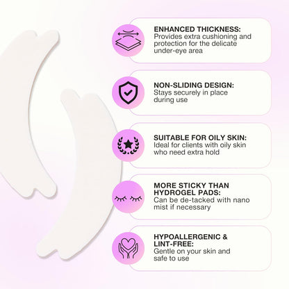 Curacoro Double Foam Eye Pads For Lash Extension, Hypoallergenic Eye Pads Lash Extension Supplies for Oily Skin & Sensitive Eyes, Soft Sticky Pads for Lash Perm Lamination, Lash Remover (46 Pads)