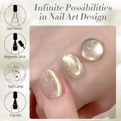 BORN PRETTY Gold Cat Magnetic Eye Gel Nail Polish Holographic Glitter Gel Polish Glass Magnetic Gel Nail Polish 15ML