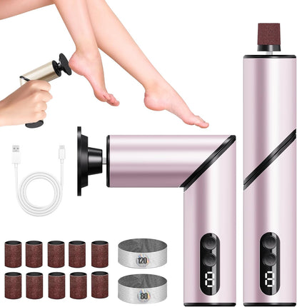 Electric Foot Callus Remover,2 in1 Rechargeable Callus Remover for Feet,9-Speed Cordless Electric Foot File Nail Grinder,Foot Scrubber Pedicure Tools for Dead Skin Dry Cracked Feet(Pink Fold)
