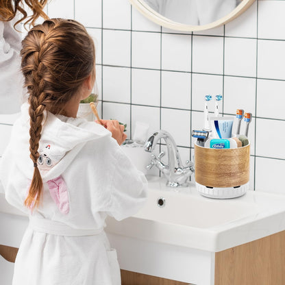 Wood Toothbrush Holders Organizers - Rotating Detachable 6 Slots Electric Toothbrush and Toothpaste Holde for Bathroom Accessories Organization Counter Vanity Sink Storage