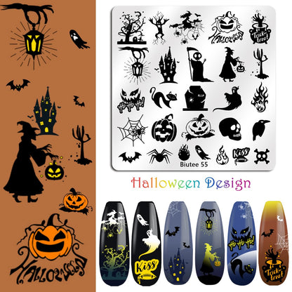 Biutee Nail Stamping Plates Set 15PCS Nail Art Stamper Scraper Nail Art Stamping Kit with Storage Bag Gift Box Nail Stamp Template Kit Lace Flower Butterfly Star Christmas Halloween Holiday Design