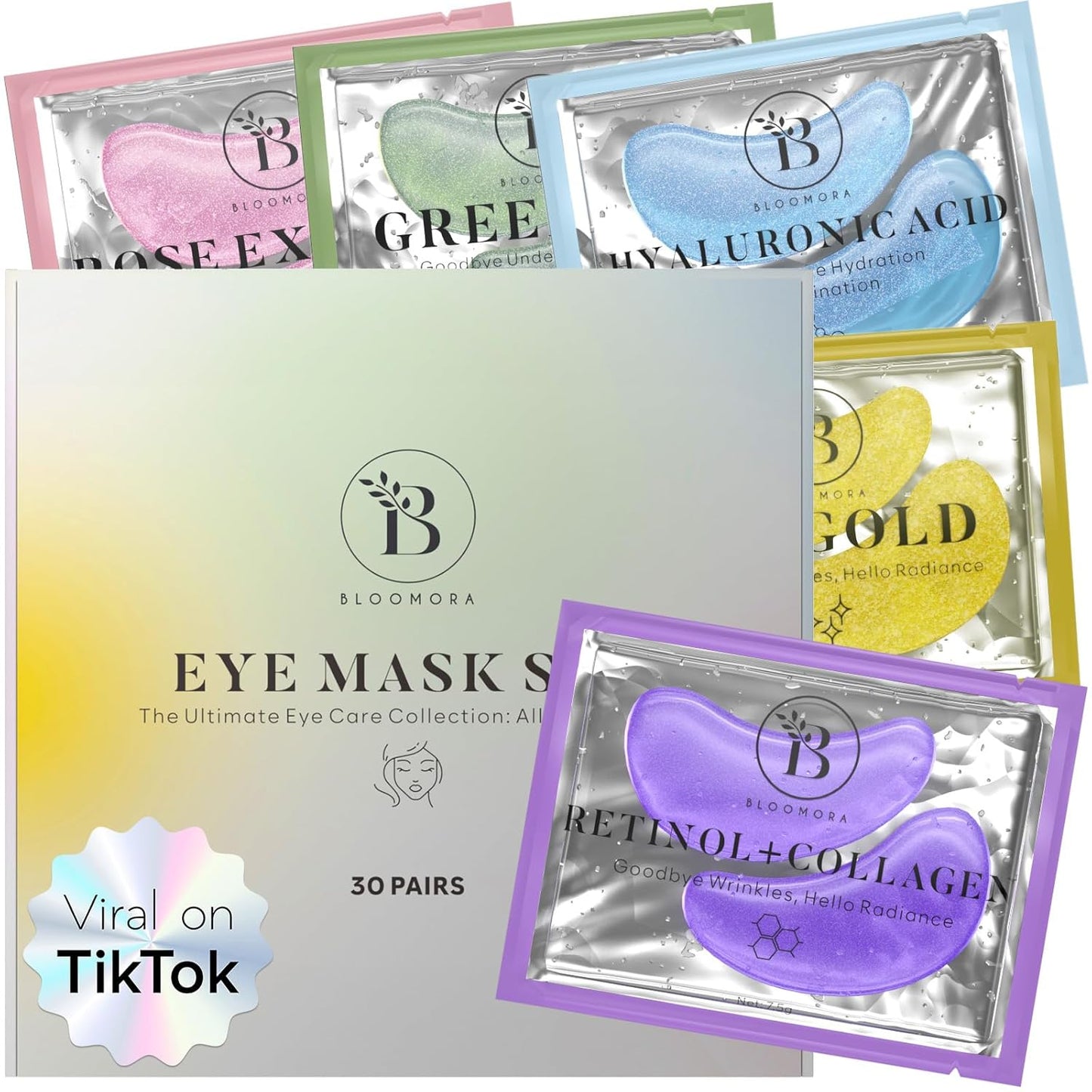 Variety Under Eye Patches (30 Pairs) | Eye Mask with Niacinamide & Hyaluronic Acid | Under Eye Patches for Dark Circles & Puffiness | Eye Masks for Eye Care