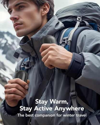 Hand Warmers Rechargeable 2 Pack, Magnetic Alloy Handwarmer 7000 mAh Reusable, Instant Heating UP to 131°F, 15 Hours Long Lasting Palm Pocket Heater, Gifts Packing for Christmas,Hunting,Camping,Golf