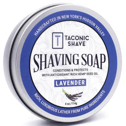Taconic Shave Lavender Scent Shaving Soap – Calming Floral Aroma – Barbershop Quality Lather Puck with Natural Oils – Soothing & Moisturizing – Handmade in USA