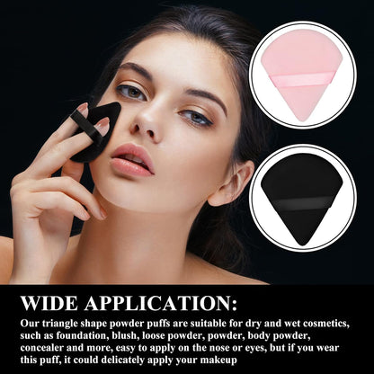 Maitys 12 Pieces Powder Puff Triangle Face Makeup Cosmetic for Loose Powder Soft Body Washable Reusable Foundation Sponge Mineral Wet Dry Makeup Tool for Women(Small,Black, Pink)