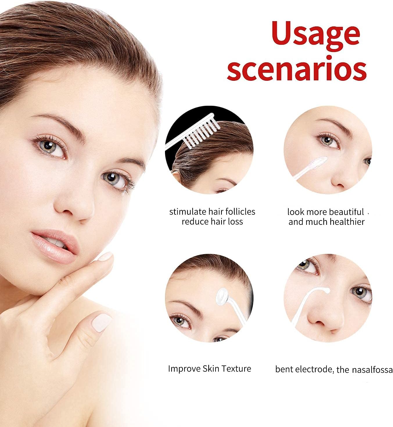 High Frequency Facial Wand/Machine with 5 Argon Parts Skin Care Tool for Wrinkles Reducing Face Skin Tightening.