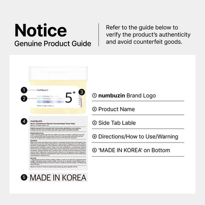 numbuzin No.5 Toner Pads | Vitamin-Niacinamide Concentrated Pad | Double-Sided | Glutathione, Niacinamide, PHA & LHA | Exfoliation, Hyperpigmentation Care | 70 Pads/180 ml