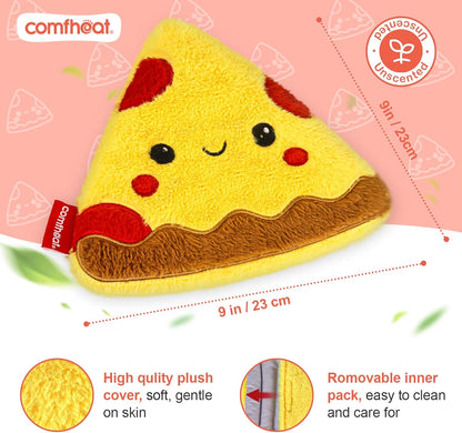 Pizza Slice Microwave Heating Pad - Hot & Cold Therapy with Natural Flaxseed Filling, Moist Heat for Pain Relief of Abodomen, Shoulder, Removable Washable Cover, Unscented Natural Heat Pack