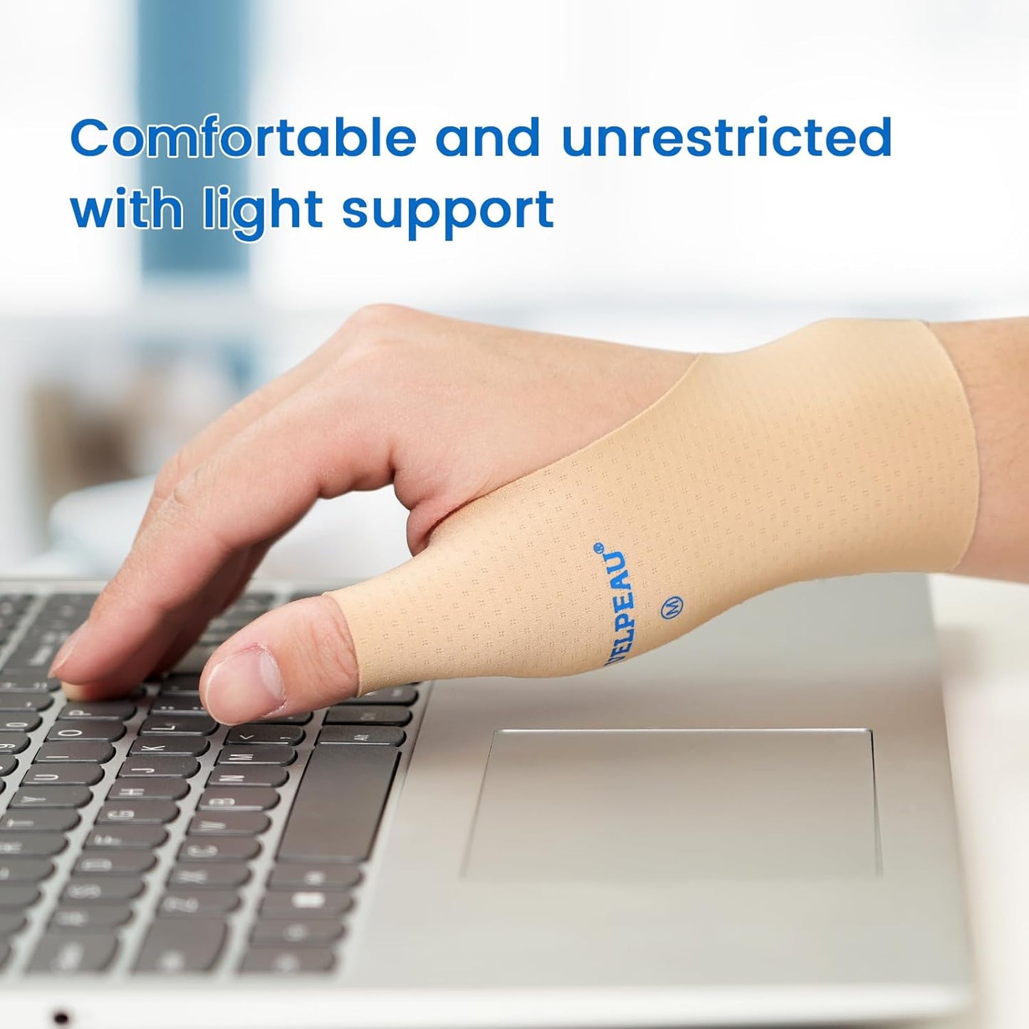 VELPEAU Thumb and Wrist Compression Sleeve for Tendonitis (Pack of 2), Seamless Technology, Gloves Wraps for Arthritis Pain Relief for Women & Men, Splint Liner, Fits Both Hands (Khaki, Long Version, M)