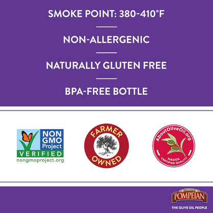 Pompeian Extra Virgin Olive Oil Variety Pack - Smooth, Robust, Naturally Gluten-Free, Non-Allergenic, Non-GMO, 68 Fl Oz (Pack of 2)