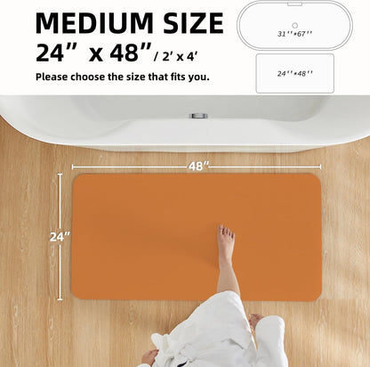Bathroom Mat Quick Dry, Bathroom Rugs Non Slip Washable Thin Absorbent Bath Mat Fits Under Door Bathroom Floor Mat Perfect for Bath, Shower, or Sink 24"x48" Orange