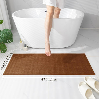 chakme Bathroom Rugs Mat 47x17, Ultra Thin Bath Rug Non Slip Runner Quick Dry Absorbent Bath Mat for Bathroom, (Rust, 47"x17")
