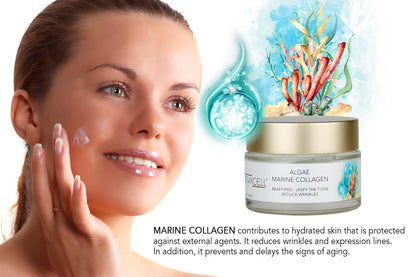 Algae Face Mositurizer Cream with Marine Collagen - Improves Firmness and Hydrates the Skin, Deep Moisture & Unifies the Skin Tone - 50 ml