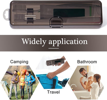 Toothbrush Travel Case 2 Pack, Clear Black Toothbrush Case Holder Travel Size Plastic Toothbrush Holder Toothpaste Storage Container Portable for Traveling, 7.87 x 2.36x 1.18”