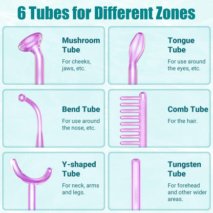 High Frequency Facial Wand - TUMAKOU Portable Violet High Frequency Facial Skin Machine - with 6 Glass Tubes