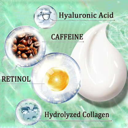 Eye Cream, Under Eye Cream for Dark Circles, Eye Cream for Puffiness and Bags Under Eye and Wrinkles with Retinol Caffeine for All Skin Types, 0.5 Fl oz