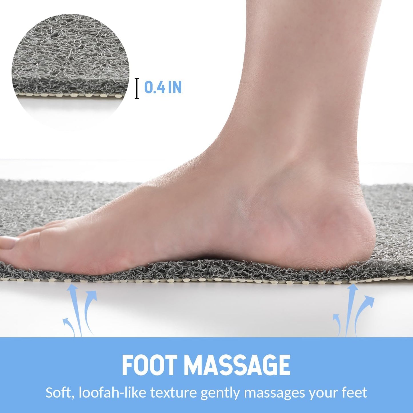 Non-Slip Bathtub Mat, Anti Slip Shower Mat, Fast Drying Bathtub Mats, Foot Scrubber Mat, Anti Slip Mat for Tub, Floor, Bathroom, Kitchen, Home, Hotel (Grey 36"×24")