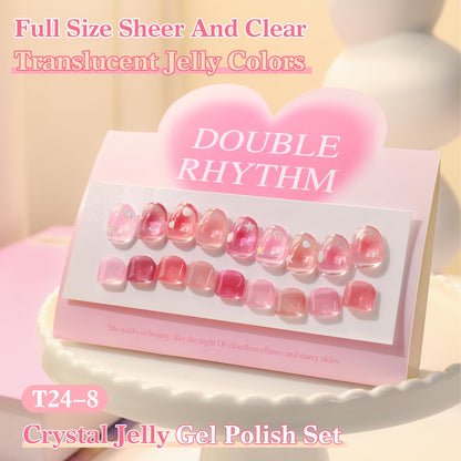 Double Rhythm 28Pcs 0.5Oz Gel Nail Polish Set Same Color Same Bottle Soak Off Gel Polish Kit Nail Art Manicure Salon DIY at Home for Women (Jelly Sheer Clear Collection-T24-8)