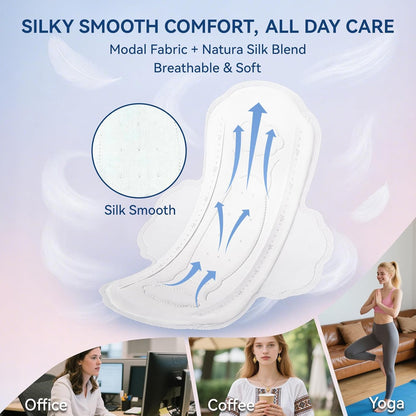 MODAL Pads for Women, Unscented Daily Thin Sanitary Pads for Period with Wings, 11.4 Inch(290 mm), Large, 12 Count