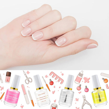 4in1 Nail Hardener Nail Strengthener Nail Rescue Calcium Primer for Thin Nails Growth Nail Repair Nail Care Kit with Cuticle Oil Cuticle Remover Gel Cream