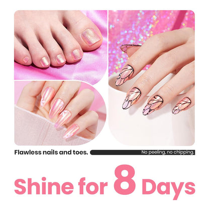 Beetles Pink Nail Polish - 15ML Quick Dry Nail Polish Glitter Gold Pink Nail Lacquer Shimmer Fingernail Polish Art Effect for Nail Salon-Quality