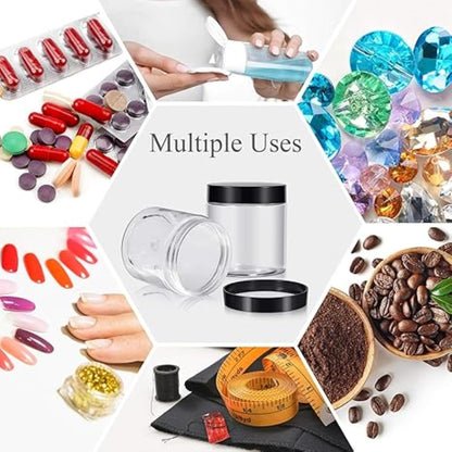 SATINIOR 36 Pieces 8 oz Plastic Jars with Lids Wide Mouth Airtight Reusable Container Acrylic Cosmetic Small Jars for Lotions Ointments Travel Toiletries Creams Make up Storage(Black)
