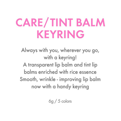 Amuse SEOUL Care Tint Lip Balm Keyring (05 Rose Me) | Hydrating Lip Balm + Keychain, Rice Extract & Multi-Peptide Complex, Clear Glossy Finish | 0.21 oz