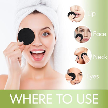 Black organic reusable cotton rounds,12pcs