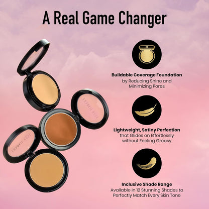 Frankie Rose Cosmetics Powder Foundation – Full Coverage Face Powder For Pores & Imperfections, Evens Out Skin Tone & Shine-Control | 58 Grams (Chestnut)