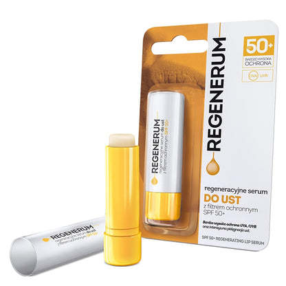 SPF 50+ Regenerating Lip Serum - Sunscreen and Conditioner, Hydrating and Nourishing Vitamin E Prevents Dryness and Pigment Loss - 5g