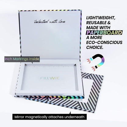 Empty Magnetic Makeup Palette with Mirror, Spatula, 20 Metal Stickers, Suitable for Eyeshadow Lipstick Blush Powder Highlighter and Contour, DIY Refillable, Holographic Stripes (Black, Medium)