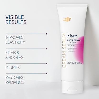 Dove Cream Serum Pro-Retinol + Firming for Elasticity and Firmness, with Collagen Peptides, Niacinamide and Antioxidants Lotion, 8 oz