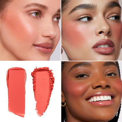 Blush Palette Duo – Cream & Powder Blush Set in Orange Red, Long-Wearing & Moisturizing, Easy to Blend, Radiant Coverage for Cheeks, Eyes & Lips, Magnetic Palette Compatible (2-Pack, Cherry Rush)