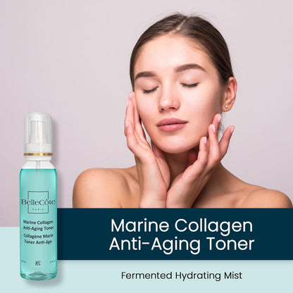 Marine Collagen Anti Aging Toner - Face Mist Hydrating Spray with Peptides, Unisex Skin Care Facial Toner, Reduces Redness, Wrinkles, Dry Skin Setting Spray | Green Tea & Aloe Vera Extract (4 Fl oz)