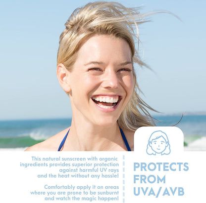 SPF8 Broad Spectrum Natural Sun screen, Soothing and Hydrating Mineral Sunscreen, Vegan, Paraben-Free Sunblock, Water-Resistant Sunscreen for Face and Body, 6oz - Natural Tone Organic Skincare