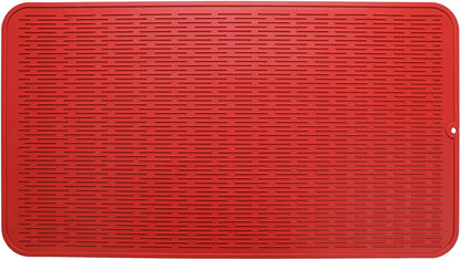 Silicone Dish Drying Mat for Multiple Usage,Easy clean,Eco-friendly,Heat-resistant Silicone Mat for Kitchen Counter or Sink,Refrigerator or Drawer Liner Red 4XL 32 inches x 18 inches