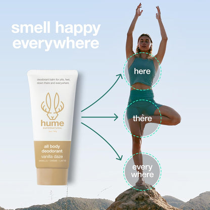 Hume Supernatural Invisible Whole Body Deodorant Balm - Full Body Protection - Aluminum Free, No Baking Soda - Anti-Chafing Odor Control - Clinically Tested on Sensitive Skin (Vanilla Daze, 1-Pack)