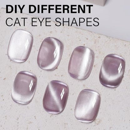 AILLSA Cat Eye Gel Nail Polish Purple Crystal Glitter Polish with Magnet, Smokey Glass Jelly Nail Polish Sparkle Shimmer Reflective Translucent Color U V Gel Salon DIY at Home 0.5 OZ GF23