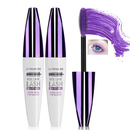 2PCS Purple Mascara for Eyelashes, 5D Colored Mascara 【Waterproof】【Natural Curling】【Lengthening Curling rimel de pestañas Volume】for Women Eye Makeup Cosplay & Parties