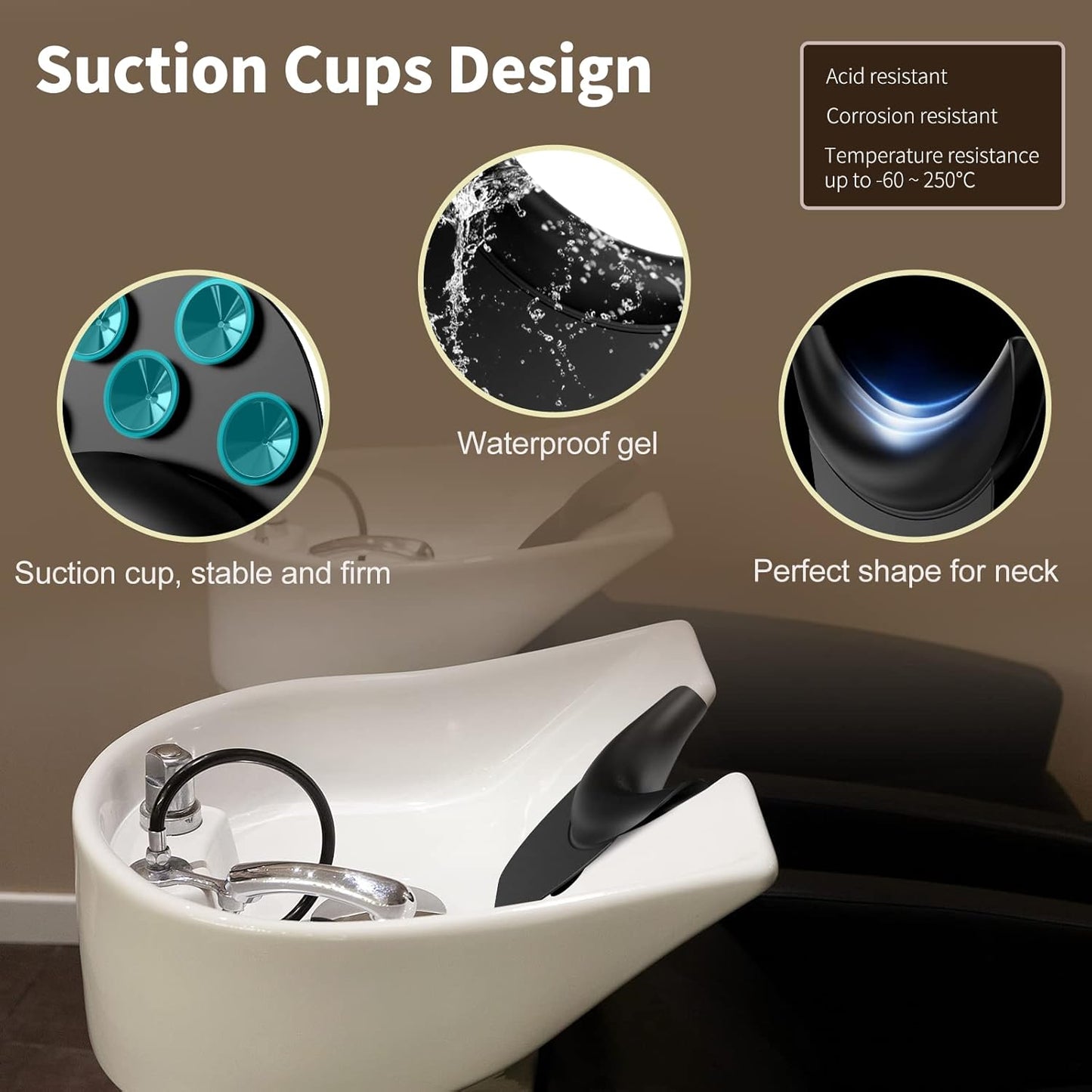 AISEELY Shampoo Bowl Neck Rest with Suction Cup, Silicone Neck Rest for Salon Sink, Shampoo Neck Cushion, Non-Slip Salon Neck Rest for Hair Washing Sink Neck Support, Neck Rest for Wash Basin