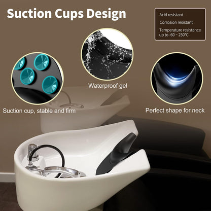 AISEELY Shampoo Bowl Neck Rest with Suction Cup, Silicone Neck Rest for Salon Sink, Shampoo Neck Cushion, Non-Slip Salon Neck Rest for Hair Washing Sink Neck Support, Neck Rest for Wash Basin