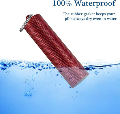 PPFISH Portable Daily Pill Case, 3 Compartments Anti-Skid Aluminum Alloy Waterproof Pill Box Dispenser, Small Pocket Pill Container, Keychain Pill Fob, Travel Pill Holder for Men Women