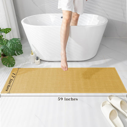 chakme Bathroom Rugs Mat 59x17, Ultra Thin Non Slip Bath Mats Runner Quick Dry Absorbent Bath Mat for Bathroom Floor, (Yellow, 59"x17")
