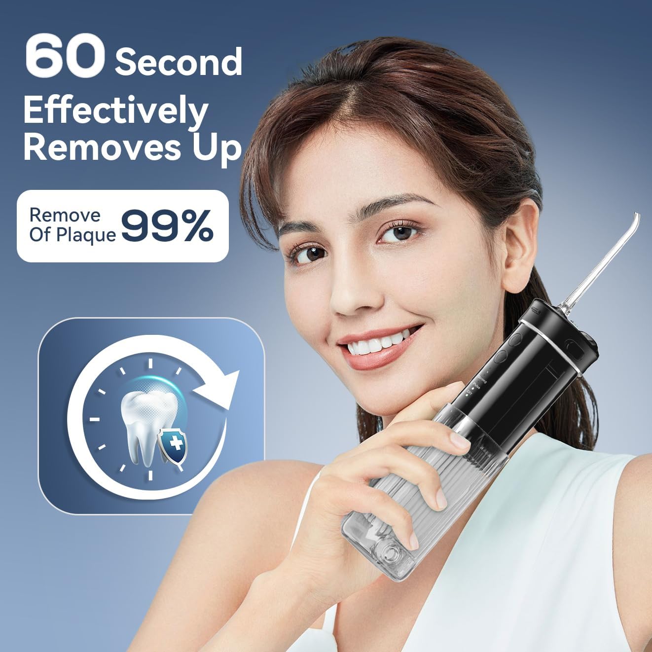 Portable Mini Water Dental Flosser for Teeth Cleaning Pick,Travel Oral Irrigator with Telescopic Water Tank,4 Modes and Waterproof Design - Perfect for Braces,Bridges,and Dental Care (Black)