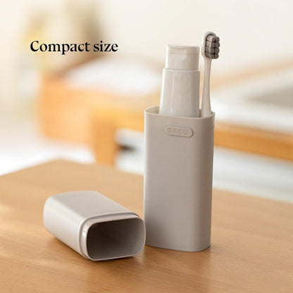 Compact Small Grey Travel Toothbrush Holder Case with Ventilation Hole, Portable Travel Toothbrush Cup with Cover, Storage Container for School Camping Business Trip Bathroom