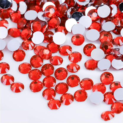 500 Pieces SS30 6mm Flatback Rhinestones Clear Glass Round Gems Crystals for Nail Art DIY Crafts Clothes Shoes Bags （Light Red）