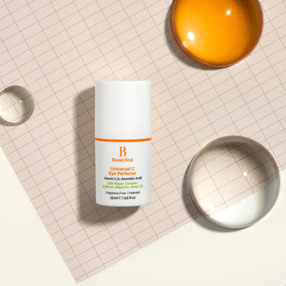 BeautyStat Universal C Eye Perfector Cream - Hydrate, Firm & Lift with Vitamin C, Hyaluronic Acid & Green Tea Extract, Fragrance-Free for Dark Circles & Puffiness Reduction, Safe for Sensitive Skin