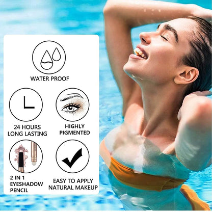 Silver Gray Eyeshadow Stick Makeup, Highlighter Matte Cream Eye Shadow Pencil, Waterproof Hypoallergenic Long Lasting Crayon, Glitter Primer Palette Shimmer Eyeliner Pen wiht Soft Brush